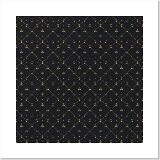 Lux Faux Gold Scales Of Justice in Cross-Hatch Diamonds on Repeat Wall Art by podartist